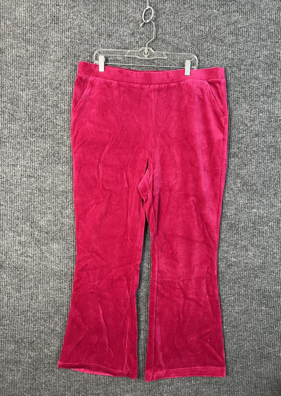 Studio Park Pants Womens 18W Pink Pull On Pockets Velvet High Rise Boho